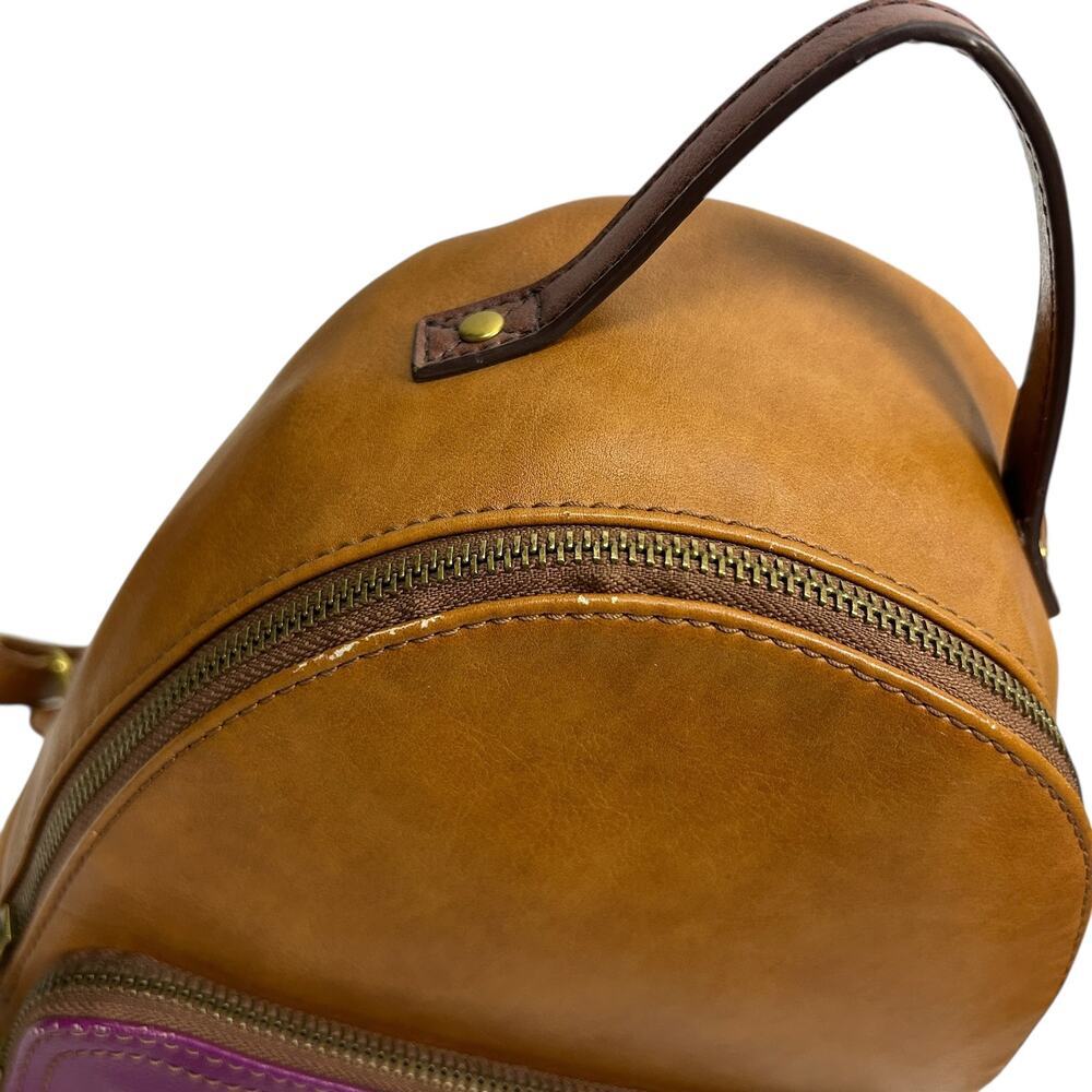 Fossil Brown Faux Leather Front Pocket Backpack - Picture 4 of 6